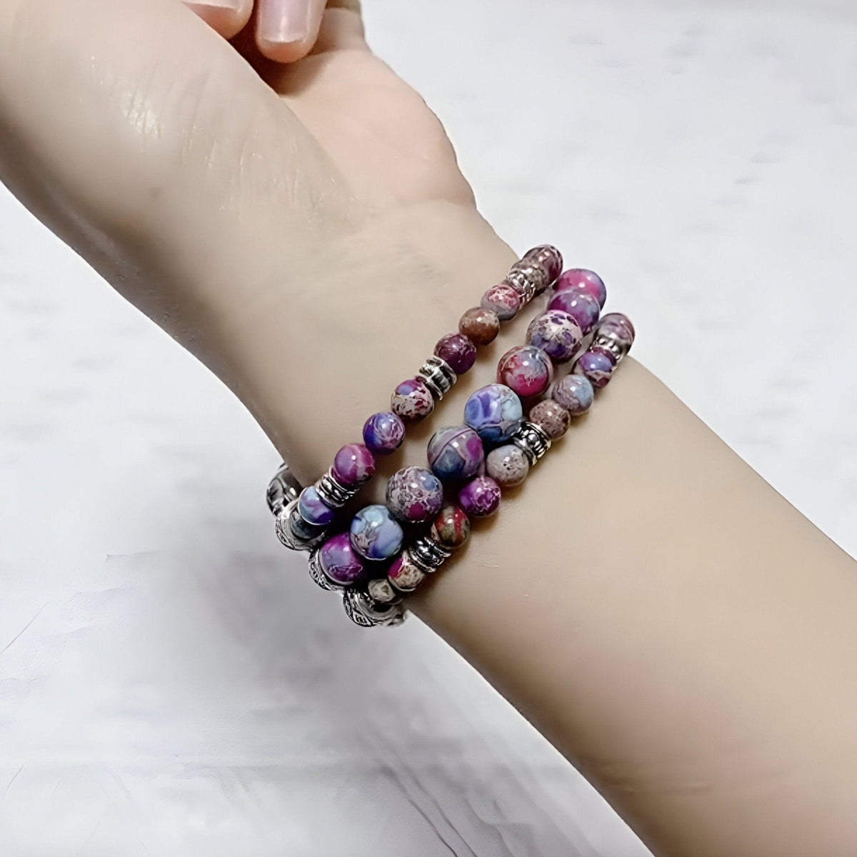 Correa Apple Watch de piedra emperador, tres hilos, estilo bohemio, para mujer, modelo Bria