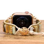 Correa Apple Watch de amazonita y cordón trenzado, estilo bohemio, para mujer, modelo Iria