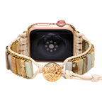 Correa Apple Watch de amazonita y cordón trenzado, estilo bohemio, para mujer, modelo Iria