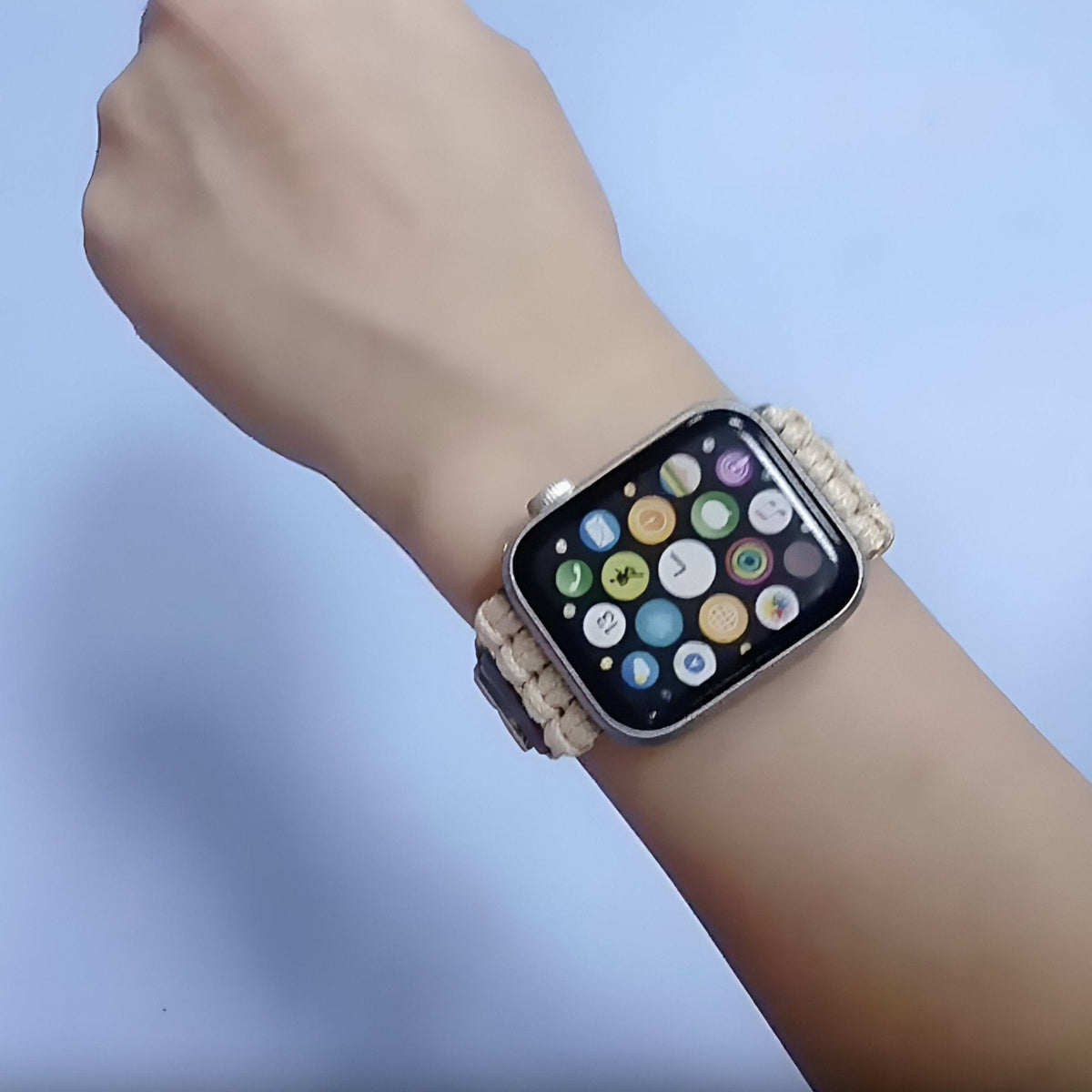 Correa Apple Watch de amazonita y cordón trenzado, estilo bohemio, para mujer, modelo Iria