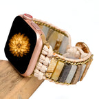 Correa Apple Watch de amazonita y cordón trenzado, estilo bohemio, para mujer, modelo Iria