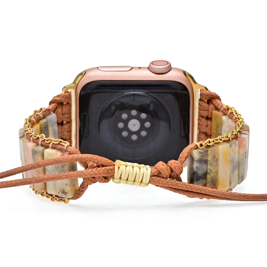 Correa Apple Watch, de piedras de ágata y cordón, para mujer, modelo Kyla