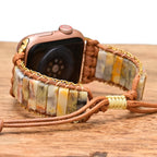 Correa Apple Watch, de piedras de ágata y cordón, para mujer, modelo Kyla