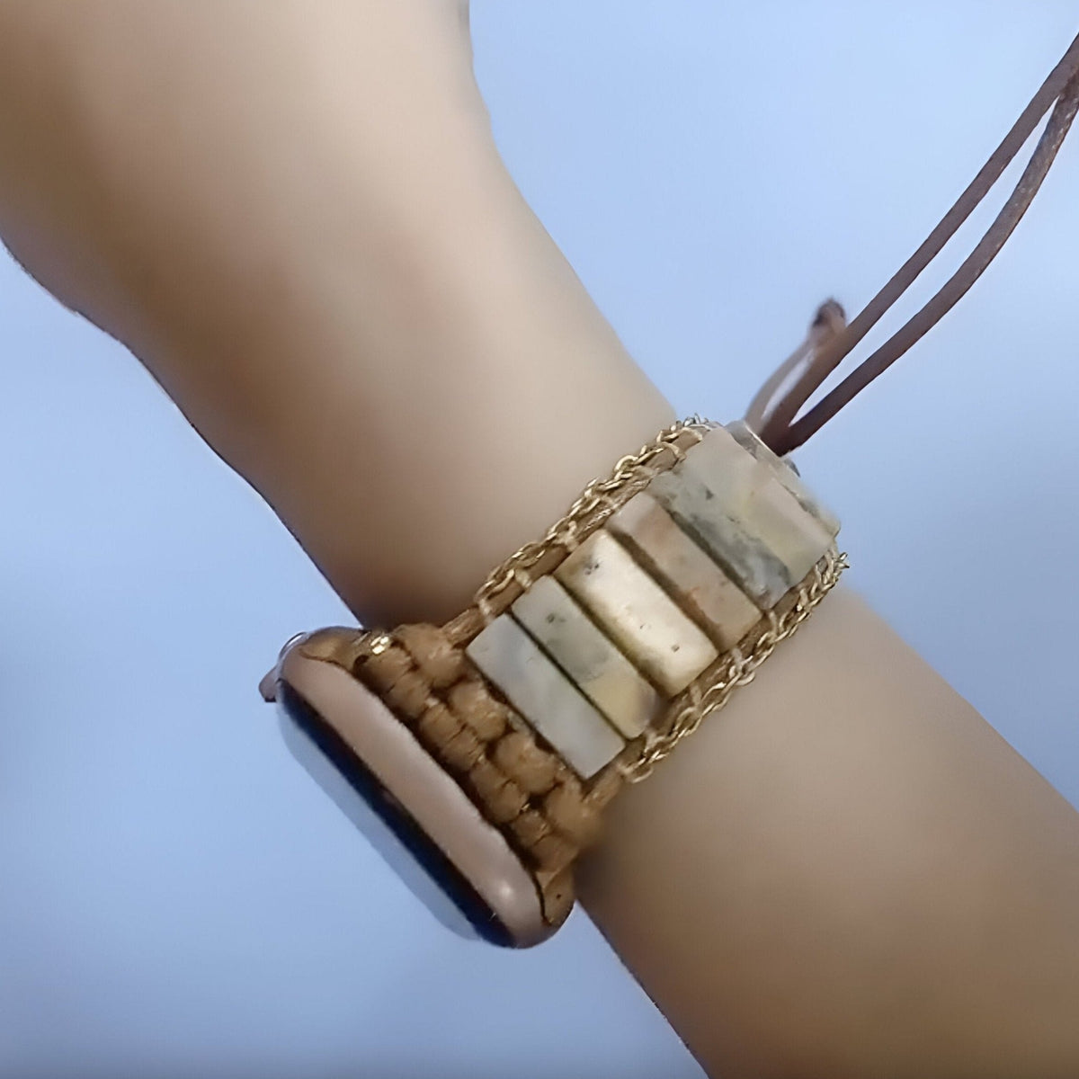 Correa Apple Watch, de piedras de ágata y cordón, para mujer, modelo Kyla