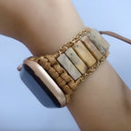 Correa Apple Watch, de piedras de ágata y cordón, para mujer, modelo Kyla