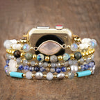 Correa Apple Watch multicapa bohemia, perlas y cristales multicolores, para mujer, modelo Hyra