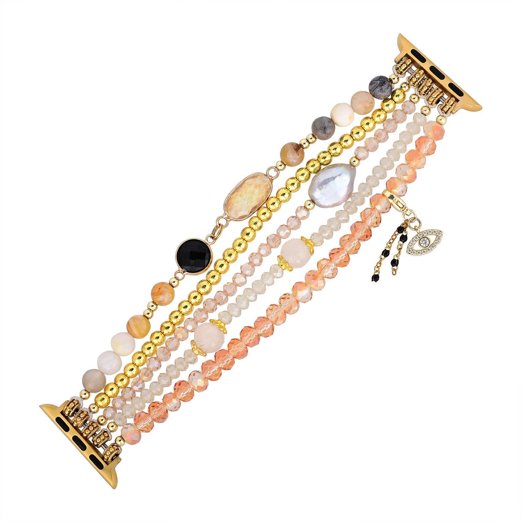 Correa Apple Watch multihilo, cuentas y cristal, dije de ojo, para mujer, modelo Merine