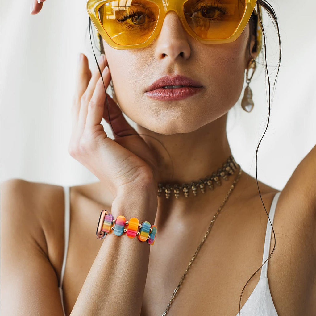 Correa Apple Watch, de resina, para mujer, estilo salvaje, modelo Lokou