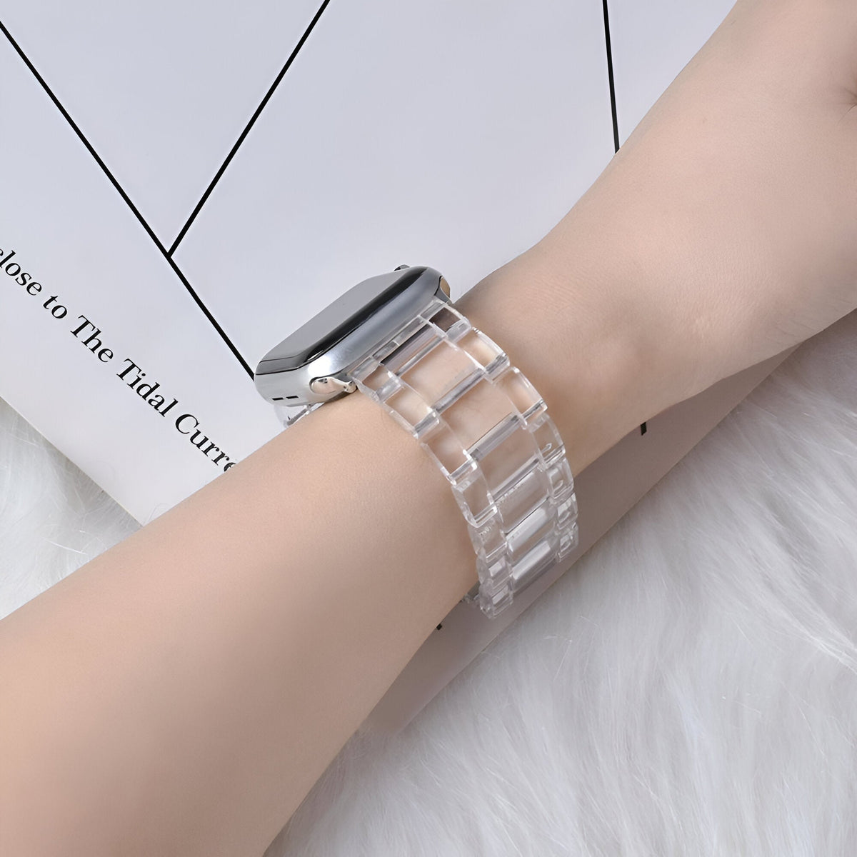 Correa Apple Watch de resina transparente, para mujer, modelo Mirai