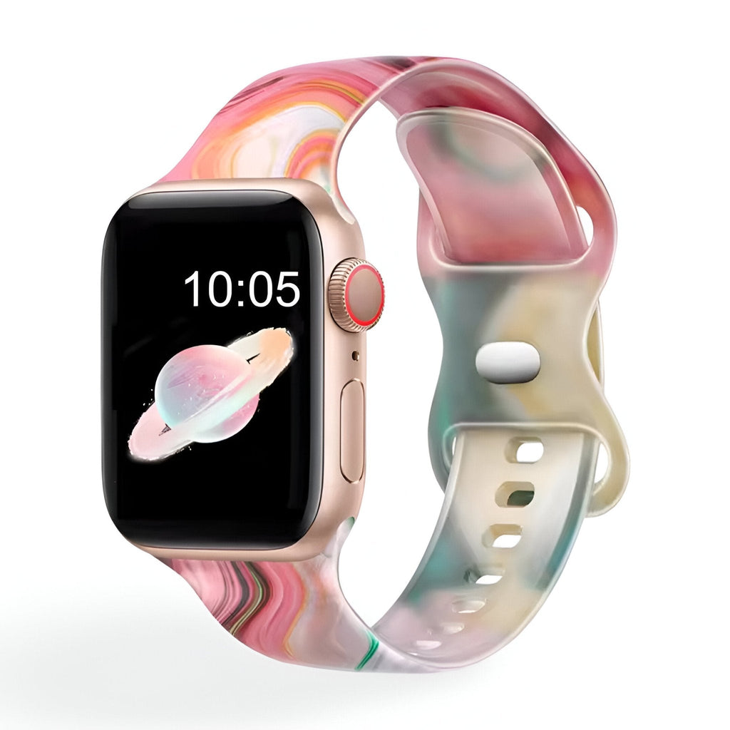 Correa Apple Watch, de silicona con estampado, para mujer, modelo Saroa