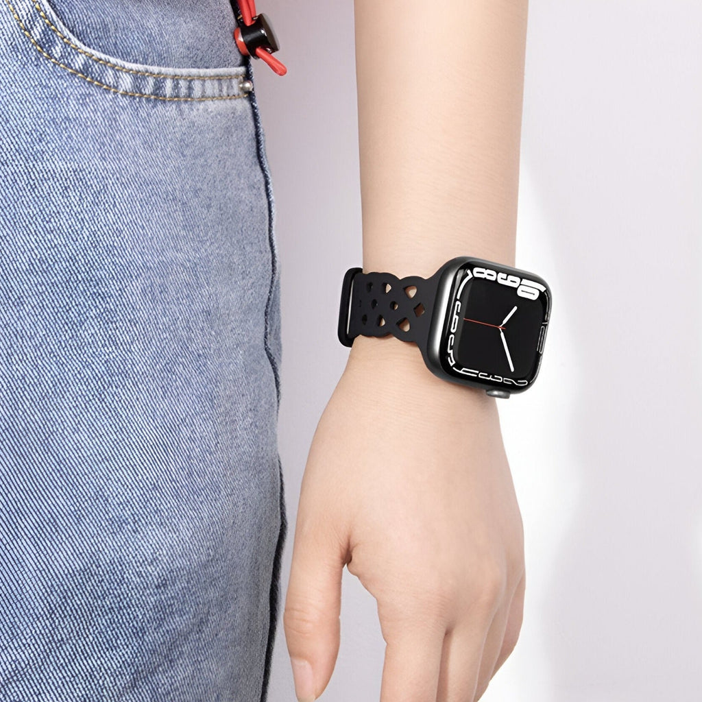 Correa de Apple Watch de silicona, motivo trenzado en relieve, unisex, modelo Astra
