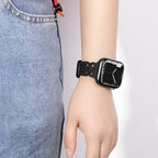 Correa de Apple Watch de silicona, motivo trenzado en relieve, unisex, modelo Astra