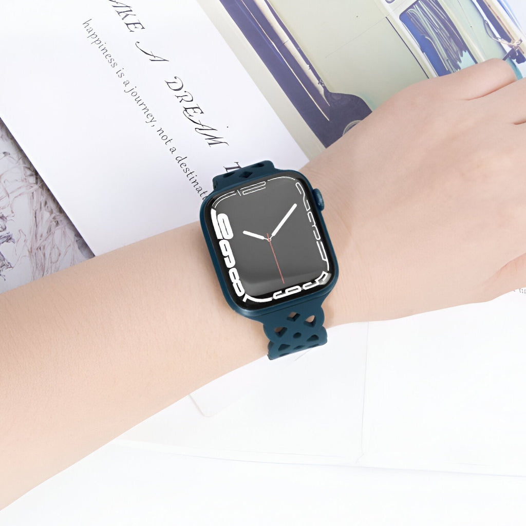 Correa de Apple Watch de silicona, motivo trenzado en relieve, unisex, modelo Astra