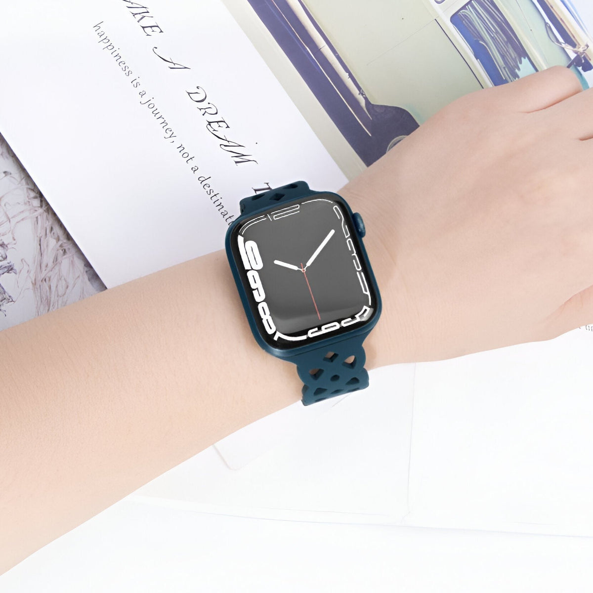 Correa de Apple Watch de silicona, motivo trenzado en relieve, unisex, modelo Astra