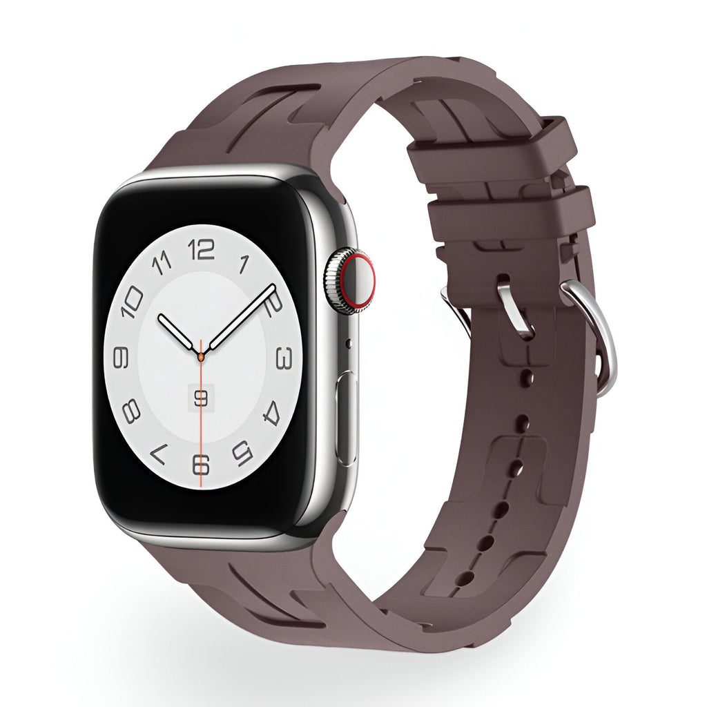Correa de Apple Watch de silicona, motivo H en relieve, cierre de hebilla, modelo Luxa