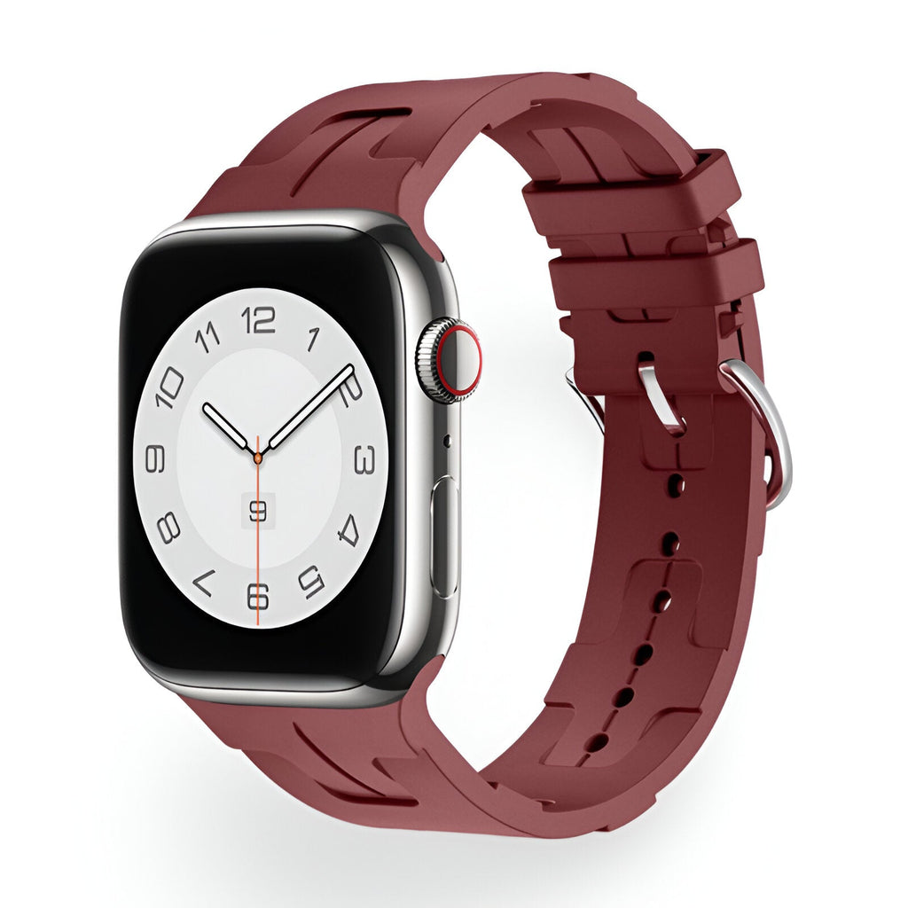 Correa de Apple Watch de silicona, motivo H en relieve, cierre de hebilla, modelo Luxa