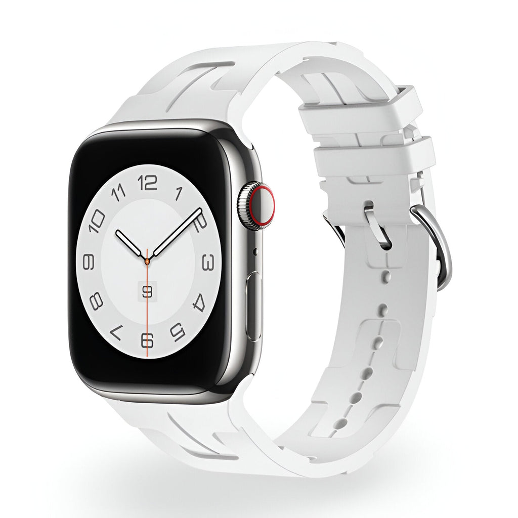 Correa de Apple Watch de silicona, motivo H en relieve, cierre de hebilla, modelo Luxa