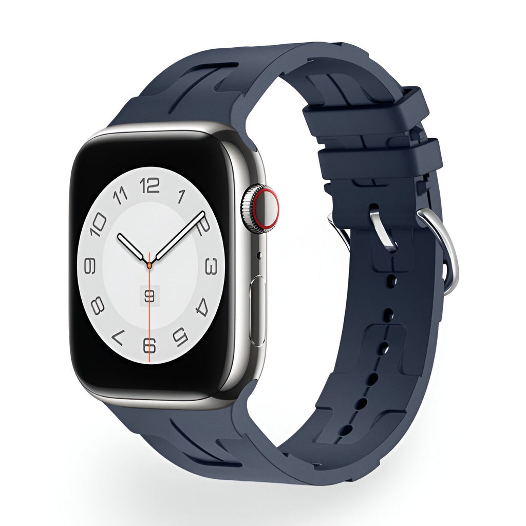 Correa de Apple Watch de silicona, motivo H en relieve, cierre de hebilla, modelo Luxa