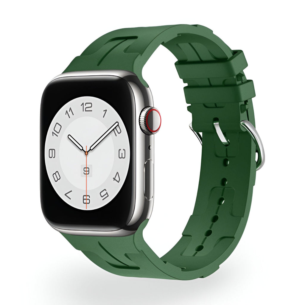 Correa de Apple Watch de silicona, motivo H en relieve, cierre de hebilla, modelo Luxa