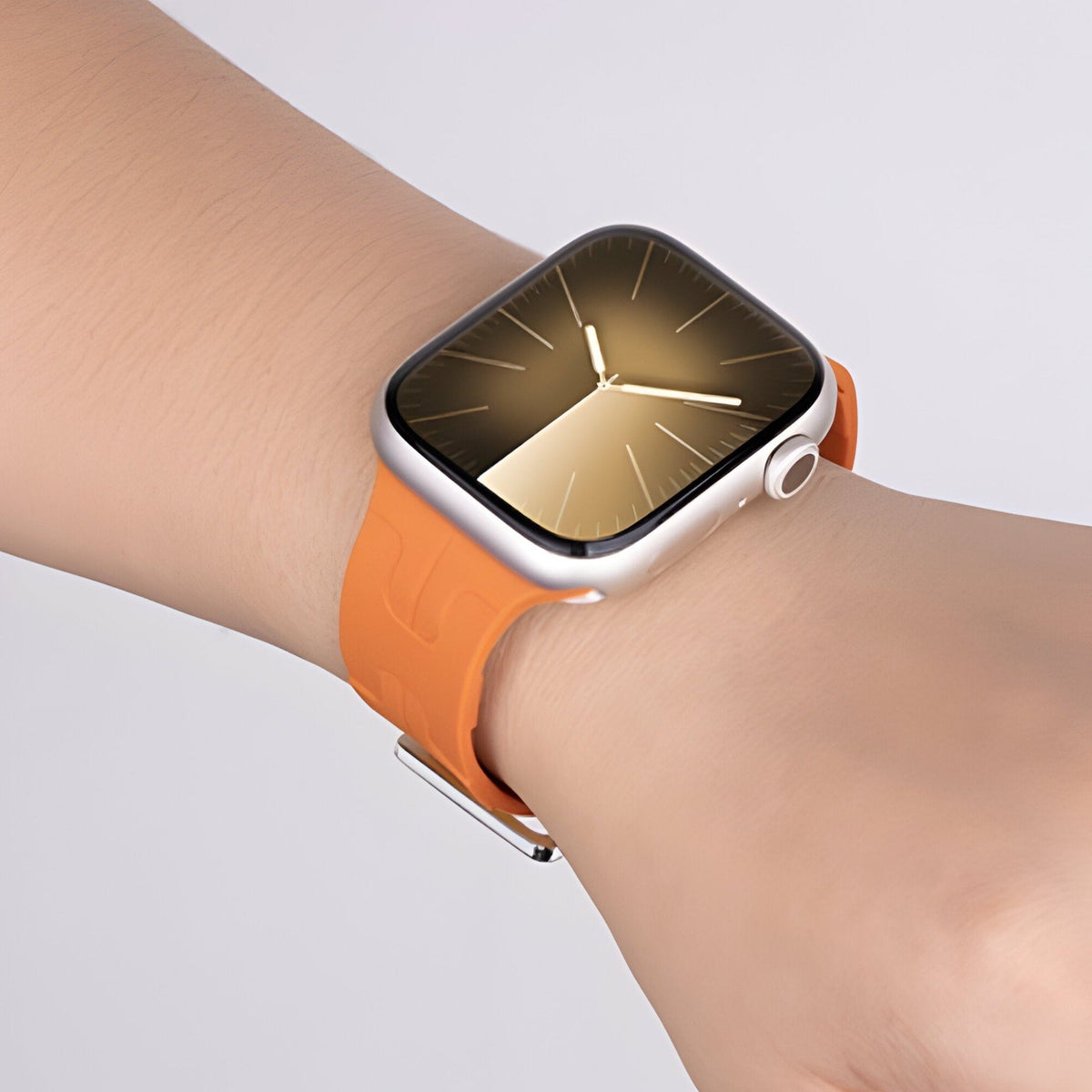 Correa de Apple Watch de silicona, motivo H en relieve, cierre de hebilla, modelo Luxa