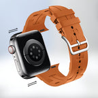 Correa de Apple Watch de silicona, motivo H en relieve, cierre de hebilla, modelo Luxa
