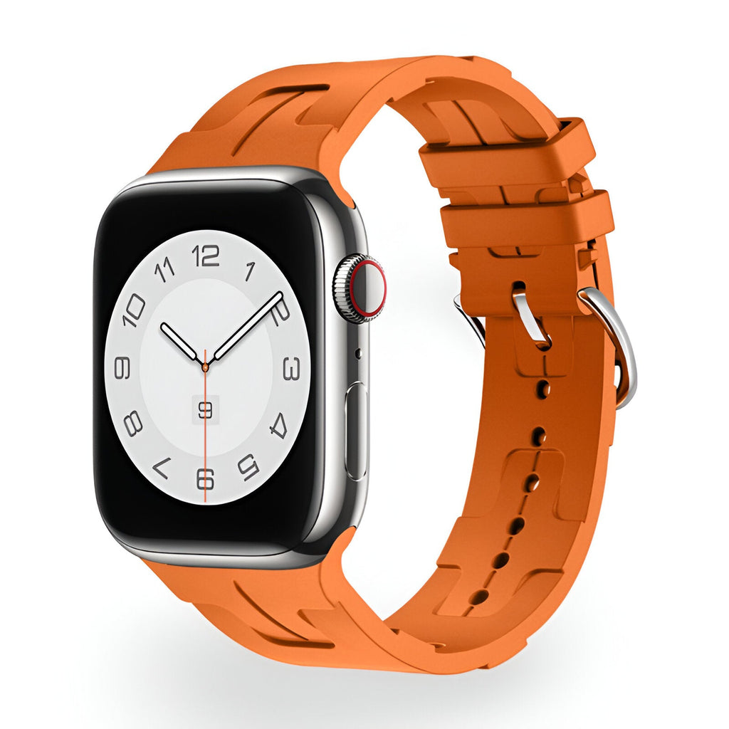 Correa de Apple Watch de silicona, motivo H en relieve, cierre de hebilla, modelo Luxa