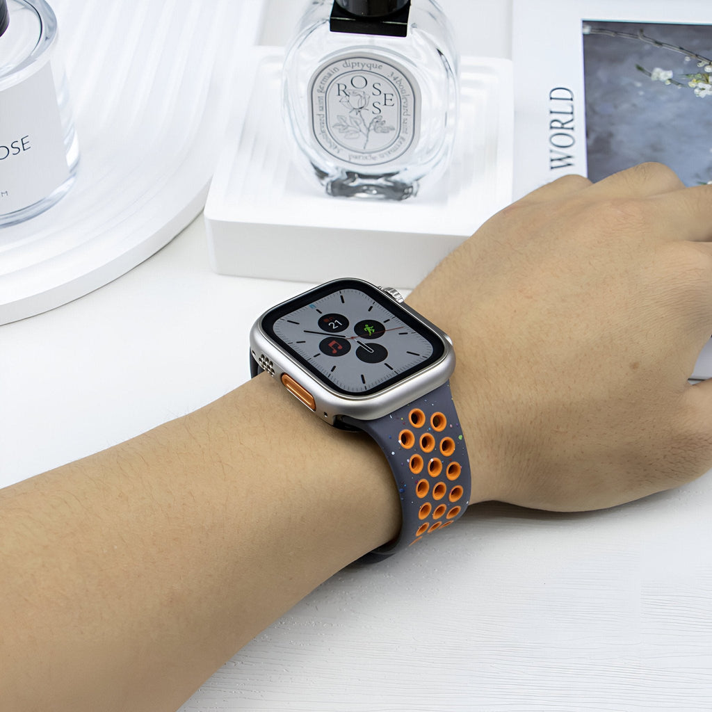Correa Apple Watch de silicona perforada, diseño moteado deportivo, modelo Nyro