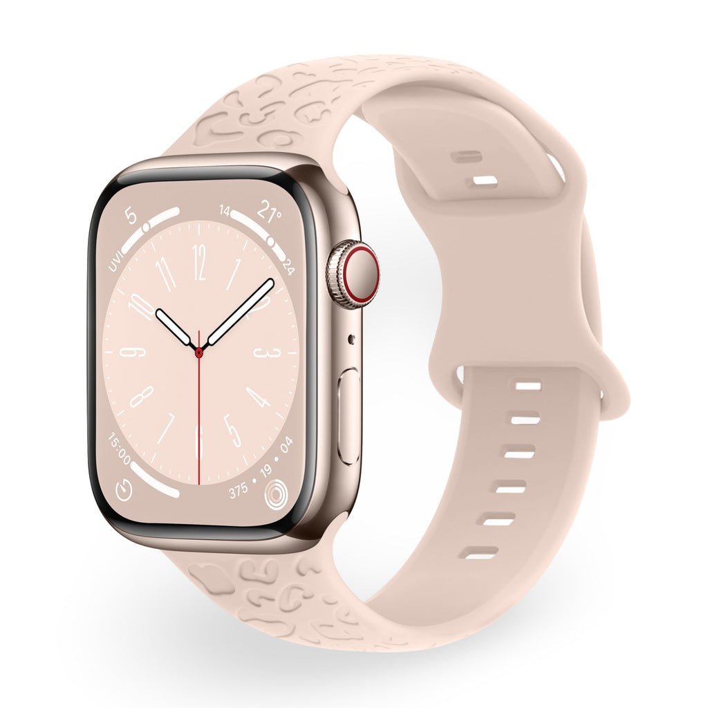 Correa de Apple Watch de silicona, motivo leopardo en relieve, todas las series, modelo Soria