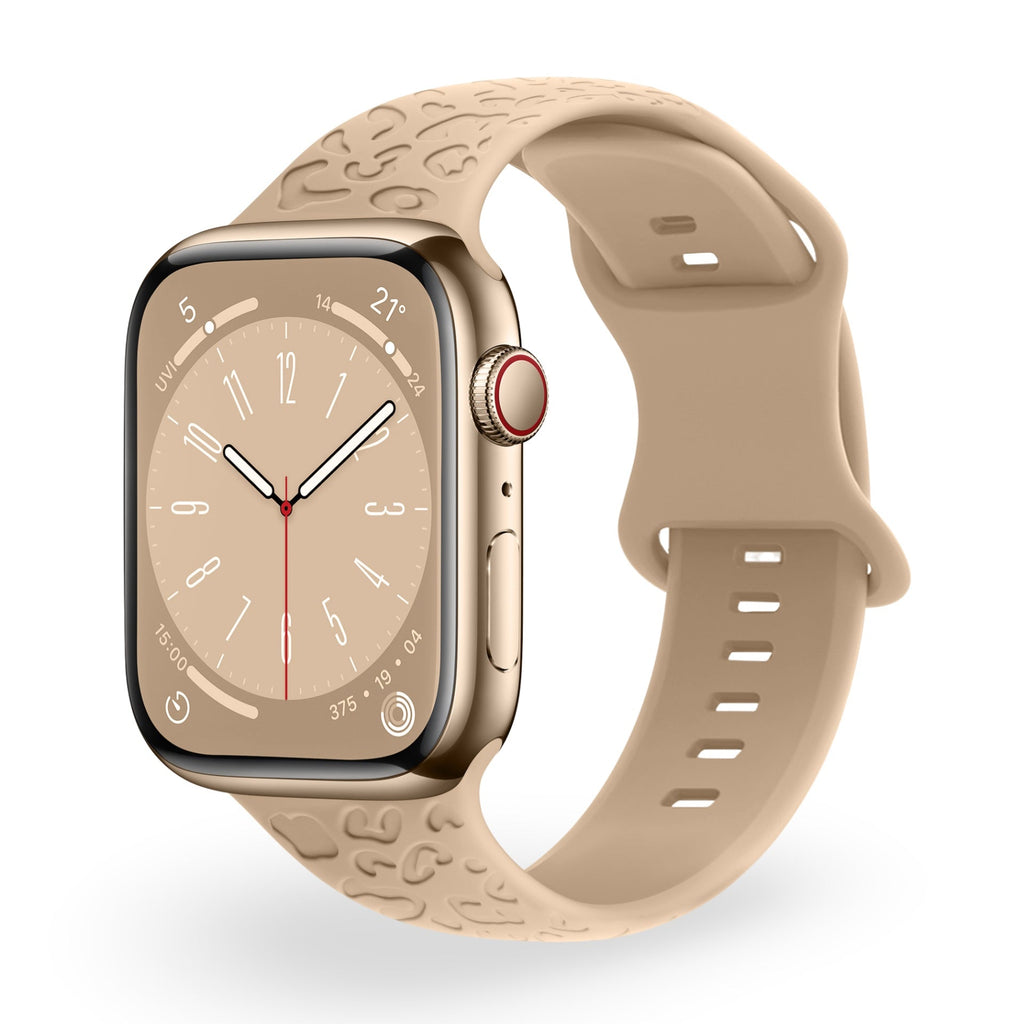 Correa de Apple Watch de silicona, motivo leopardo en relieve, todas las series, modelo Soria