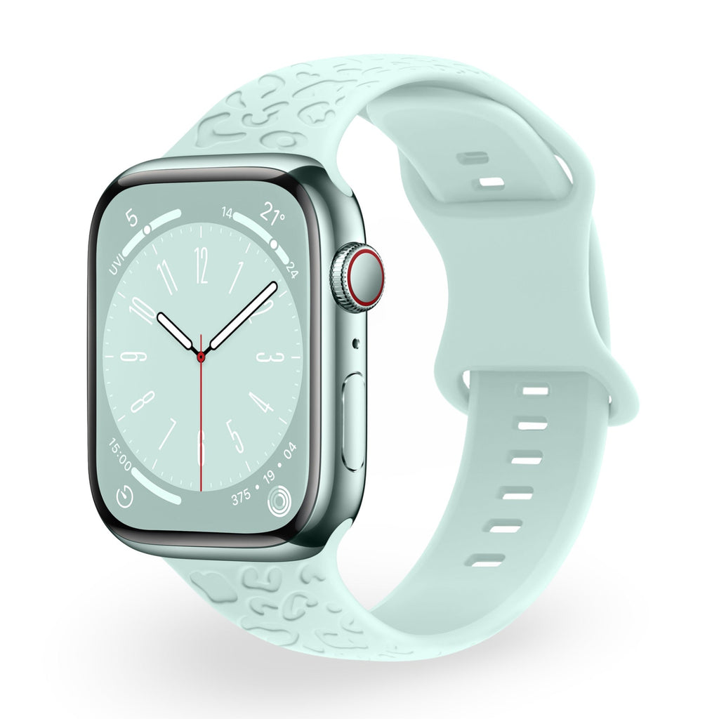 Correa de Apple Watch de silicona, motivo leopardo en relieve, todas las series, modelo Soria