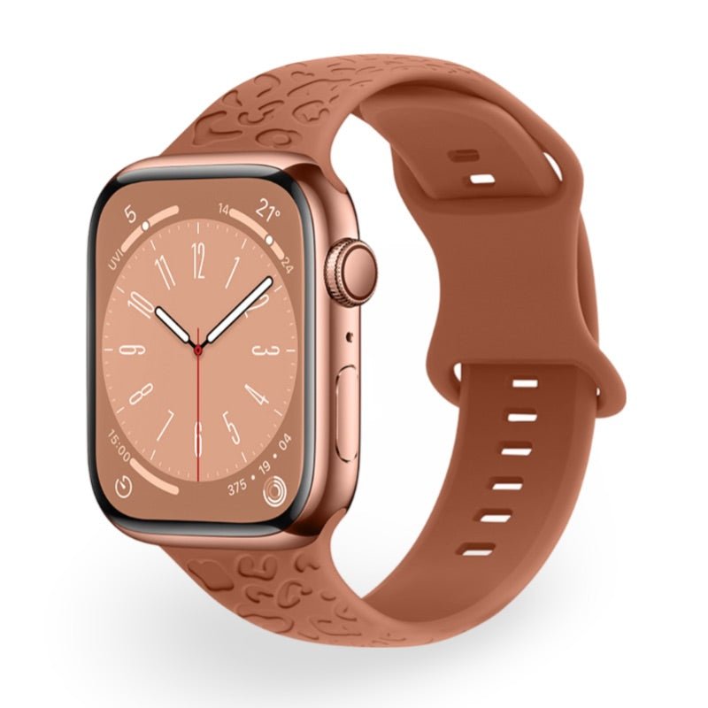 Correa de Apple Watch de silicona, motivo leopardo en relieve, todas las series, modelo Soria