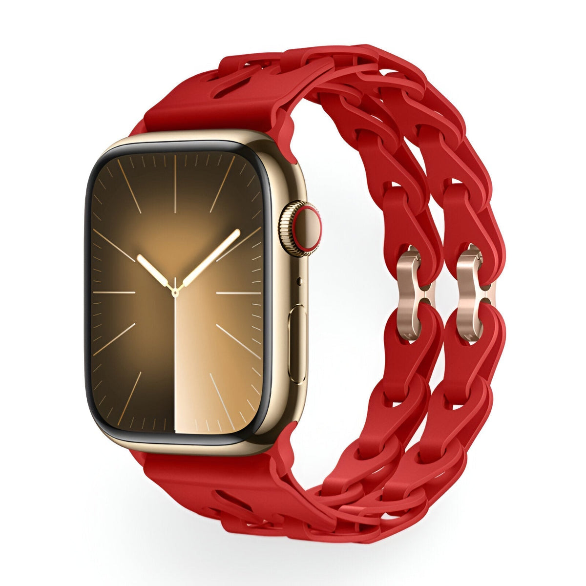 Correa de Apple Watch de silicona calada, diseño de eslabones de cadena, modelo Vexa