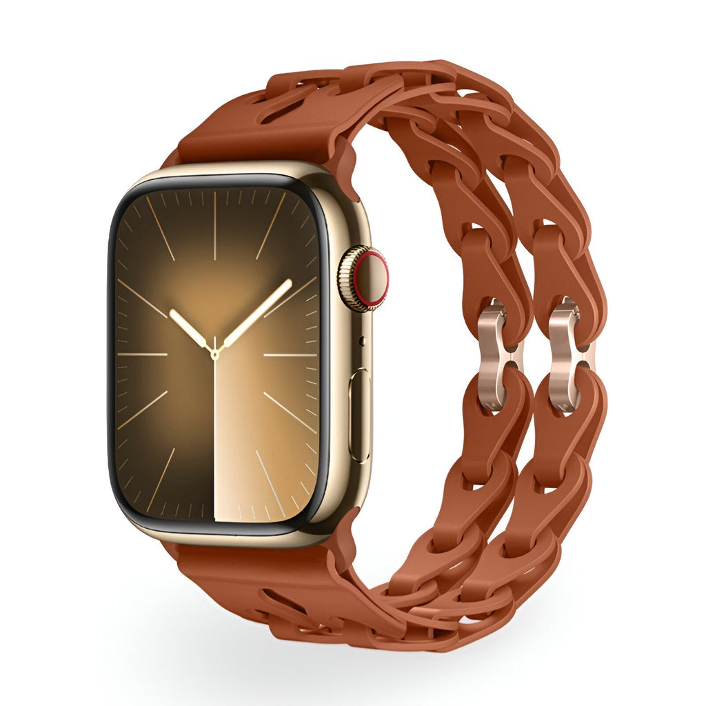 Correa de Apple Watch de silicona calada, diseño de eslabones de cadena, modelo Vexa