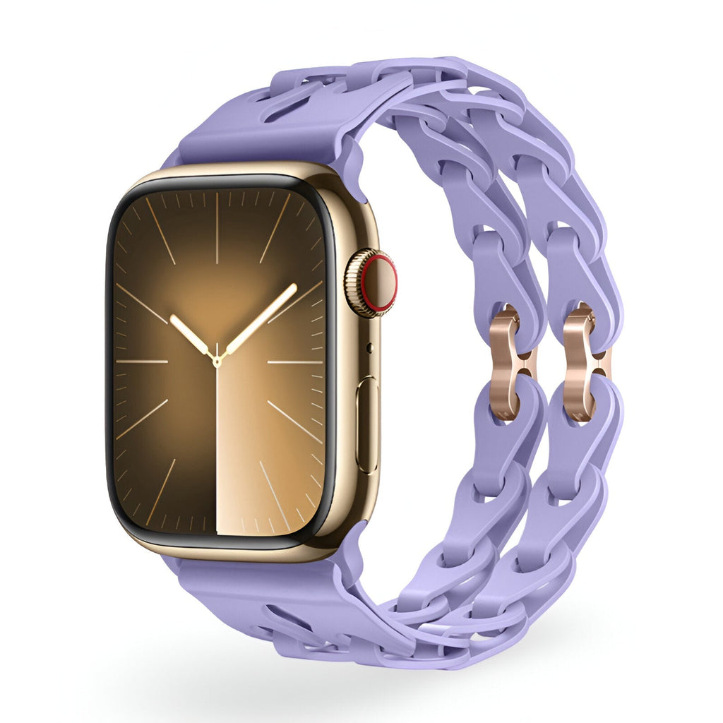 Correa de Apple Watch de silicona calada, diseño de eslabones de cadena, modelo Vexa