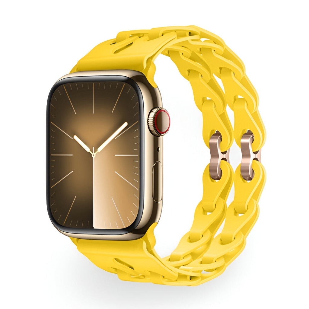Correa de Apple Watch de silicona calada, diseño de eslabones de cadena, modelo Vexa