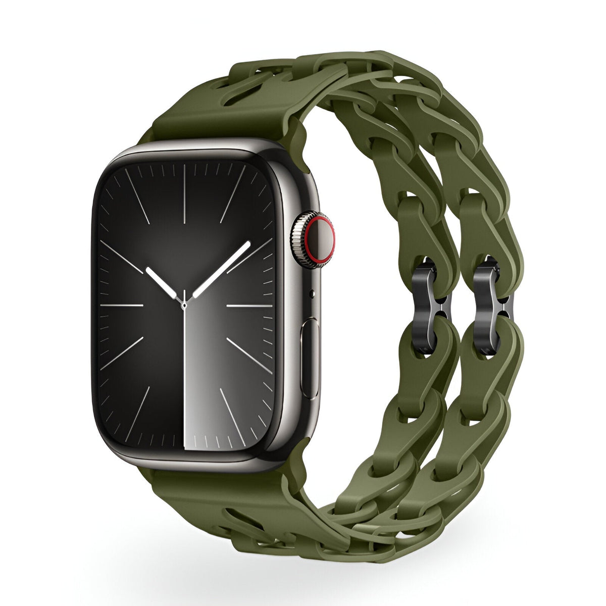 Correa de Apple Watch de silicona calada, diseño de eslabones de cadena, modelo Vexa
