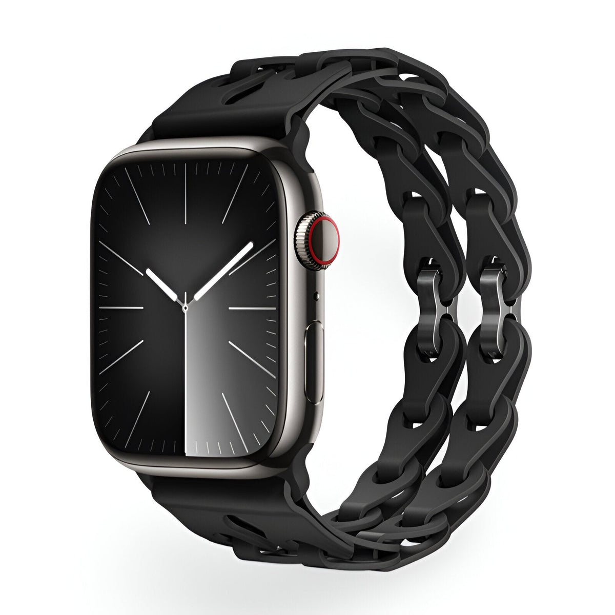 Correa de Apple Watch de silicona calada, diseño de eslabones de cadena, modelo Vexa