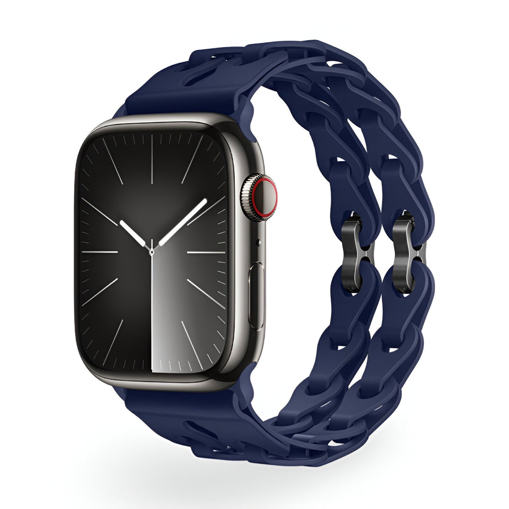 Correa de Apple Watch de silicona calada, diseño de eslabones de cadena, modelo Vexa