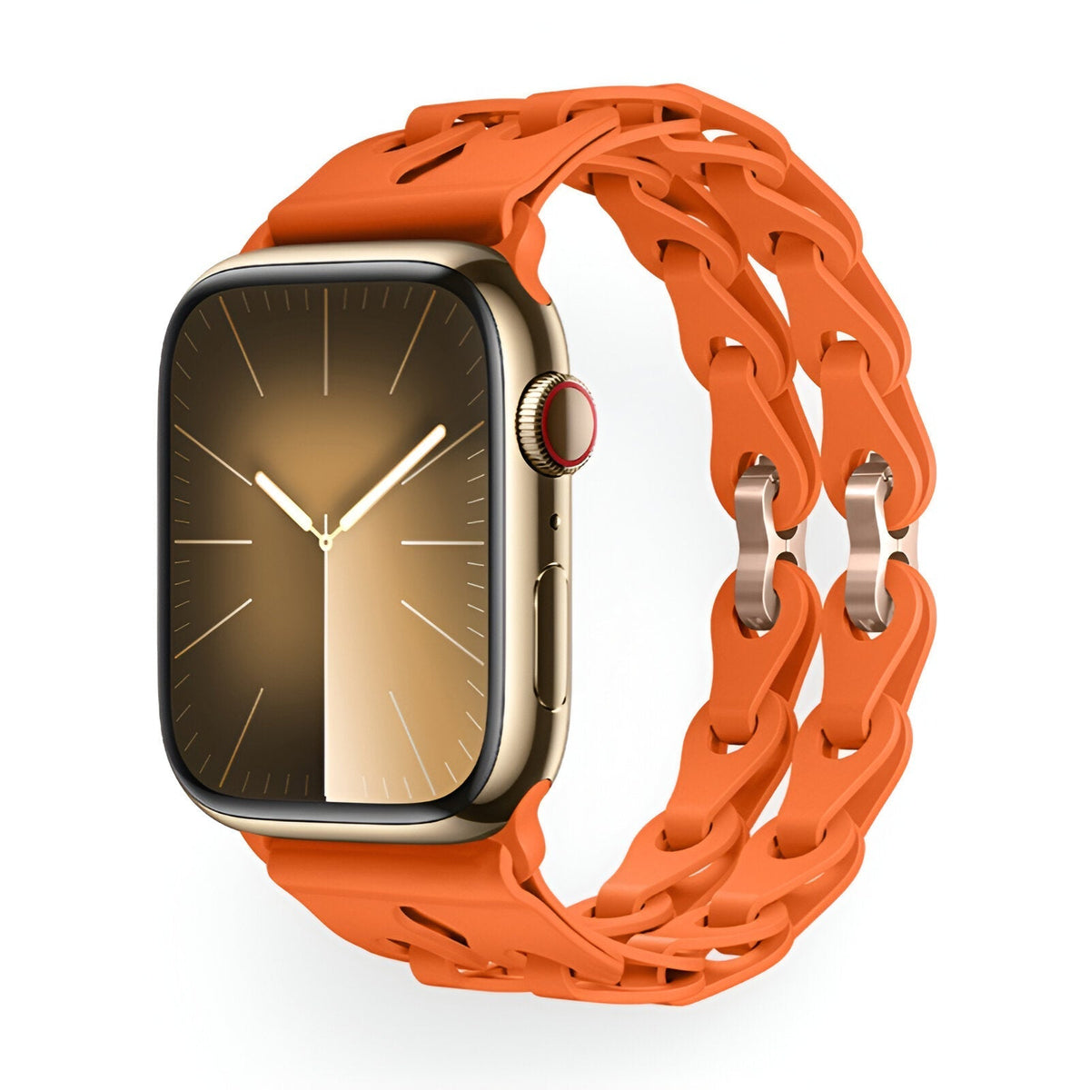 Correa de Apple Watch de silicona calada, diseño de eslabones de cadena, modelo Vexa