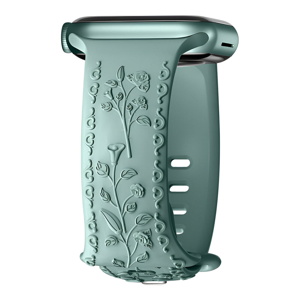 Correa de Apple Watch, de silicona con motivo floral, unisex, modelo Nexus