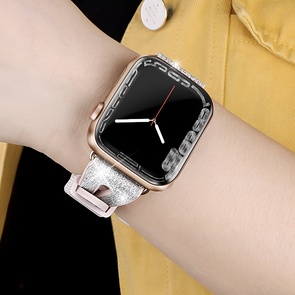 Correa Apple Watch, de silicona con purpurina, para mujer, modelo Rhea