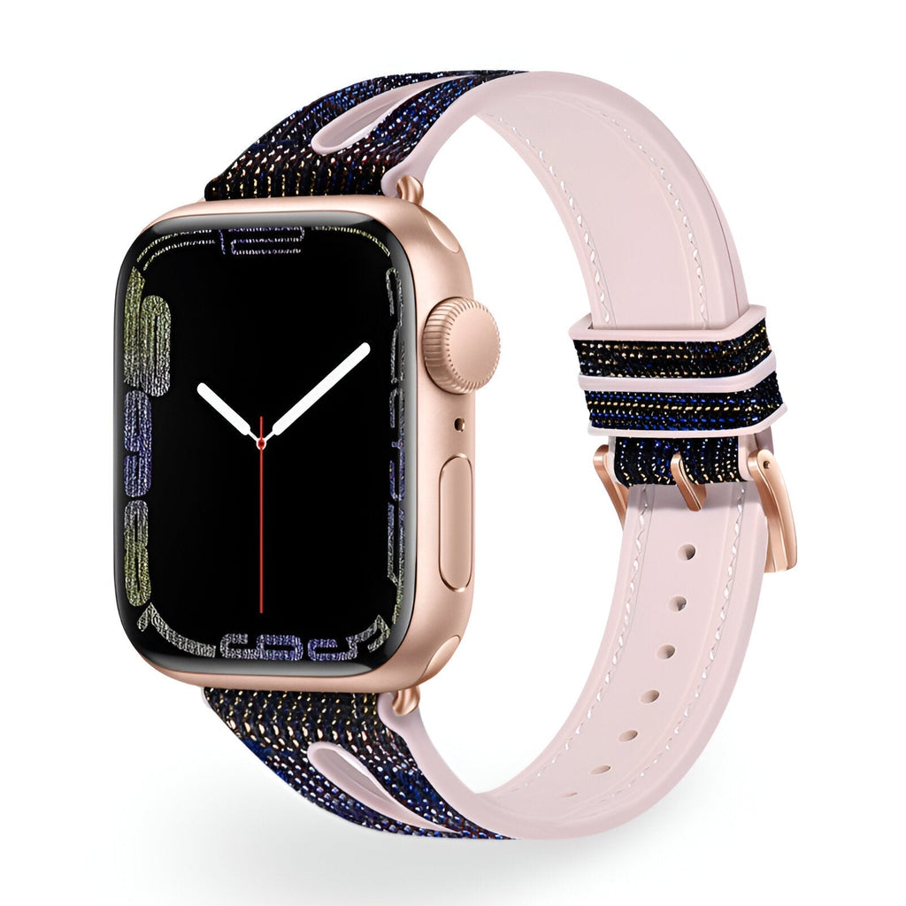 Correa Apple Watch, de silicona con purpurina, para mujer, modelo Rhea