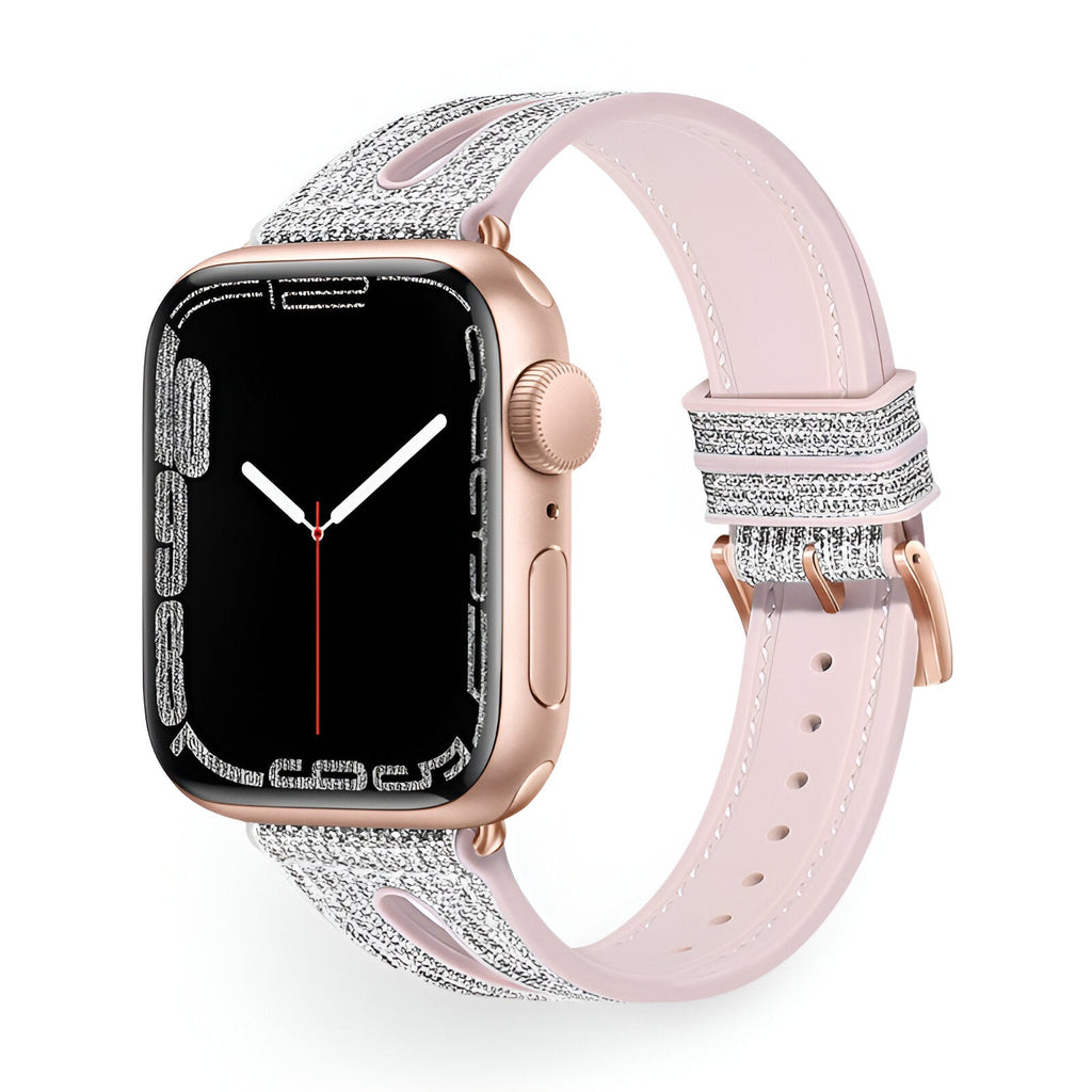 Correa Apple Watch, de silicona con purpurina, para mujer, modelo Rhea