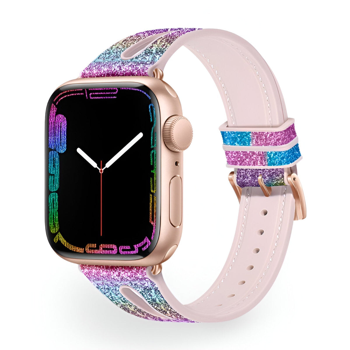 Correa Apple Watch, de silicona con purpurina, para mujer, modelo Rhea