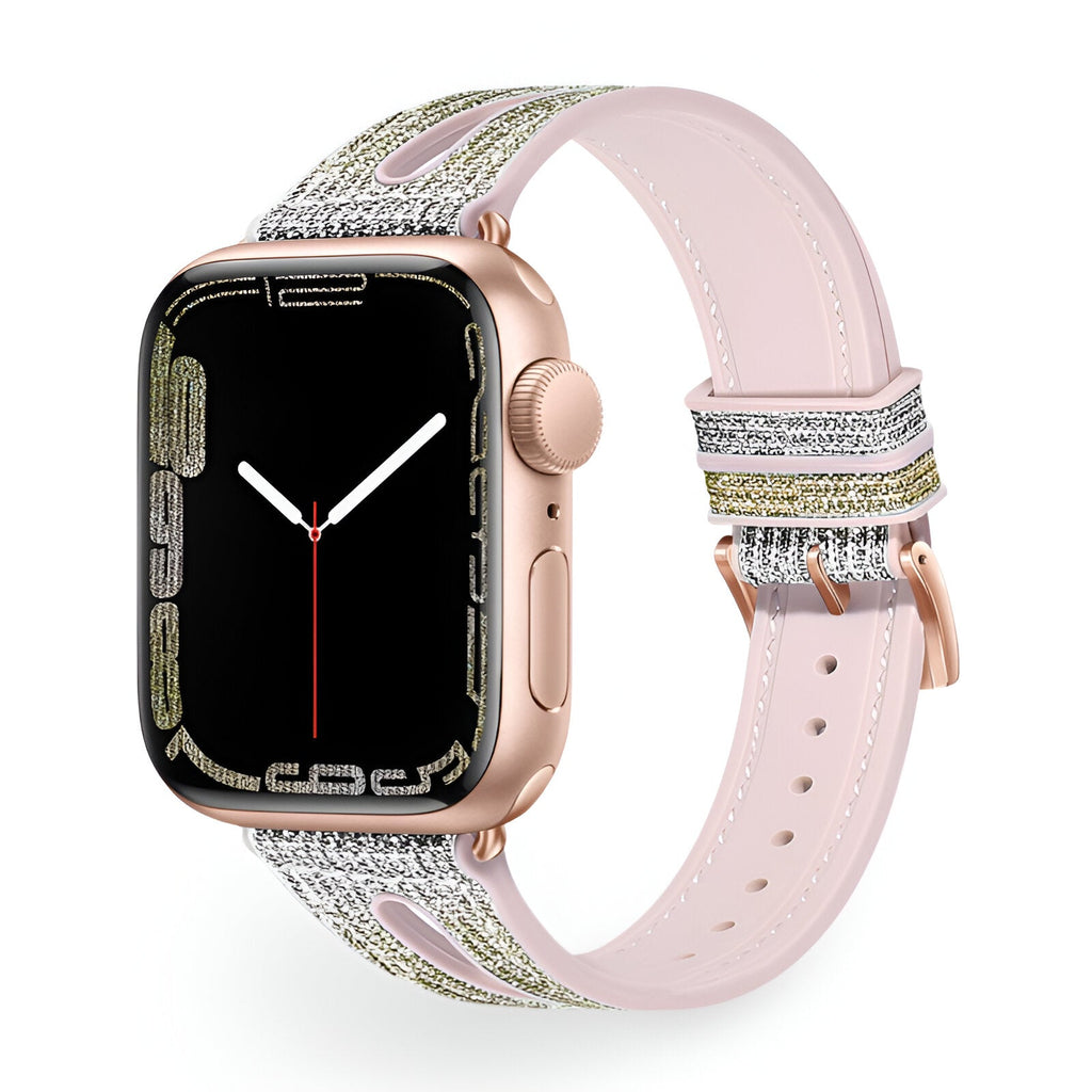 Correa Apple Watch, de silicona con purpurina, para mujer, modelo Rhea