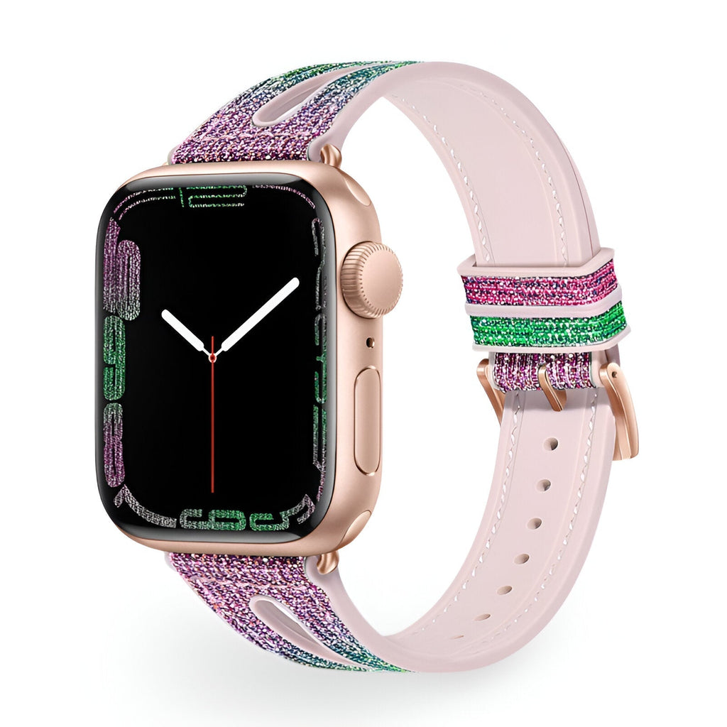 Correa Apple Watch, de silicona con purpurina, para mujer, modelo Rhea