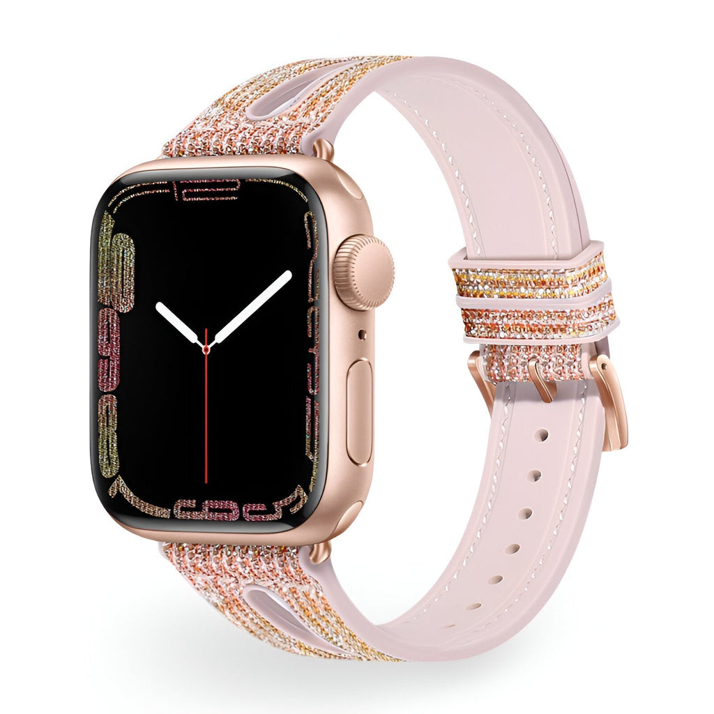Correa Apple Watch, de silicona con purpurina, para mujer, modelo Rhea