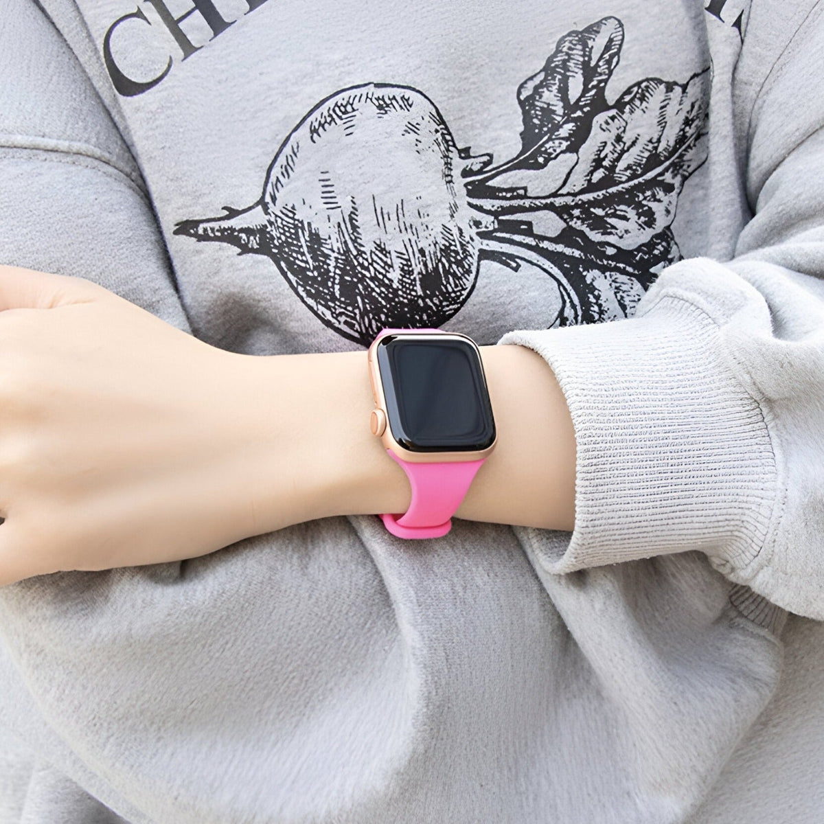 Correa de Apple Watch de silicona, diseño de talle fino, hebilla mariposa, para mujer, modelo Kairo