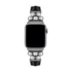 Correa Apple Watch, de piel vegana sintética, adornada con perlas, para mujer, modelo Amira