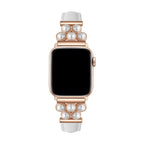 Correa Apple Watch, de piel vegana sintética, adornada con perlas, para mujer, modelo Amira